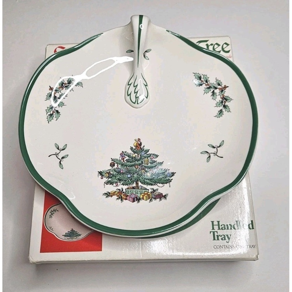 Spode Christmas Tree Oval Handled Serving Bowl Dish Tray S3324 J England 8.25"